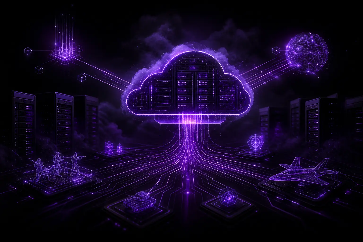 Arena Breakout Infinite Cloud DMA concept with dark purple infrastructure visuals